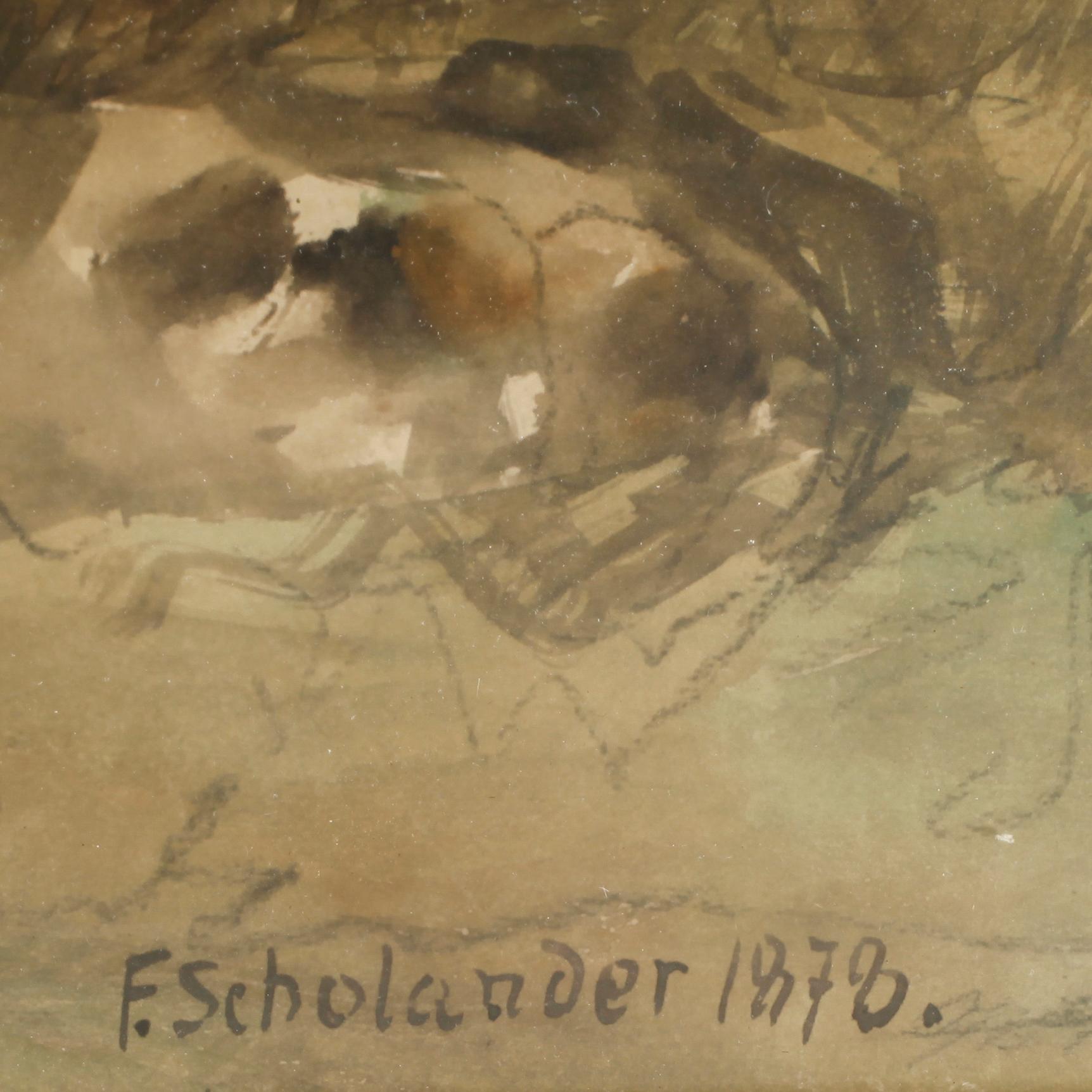 FREDRIK WILHELM SCHOLANDER, blandteknik, signerad, daterad 1878.