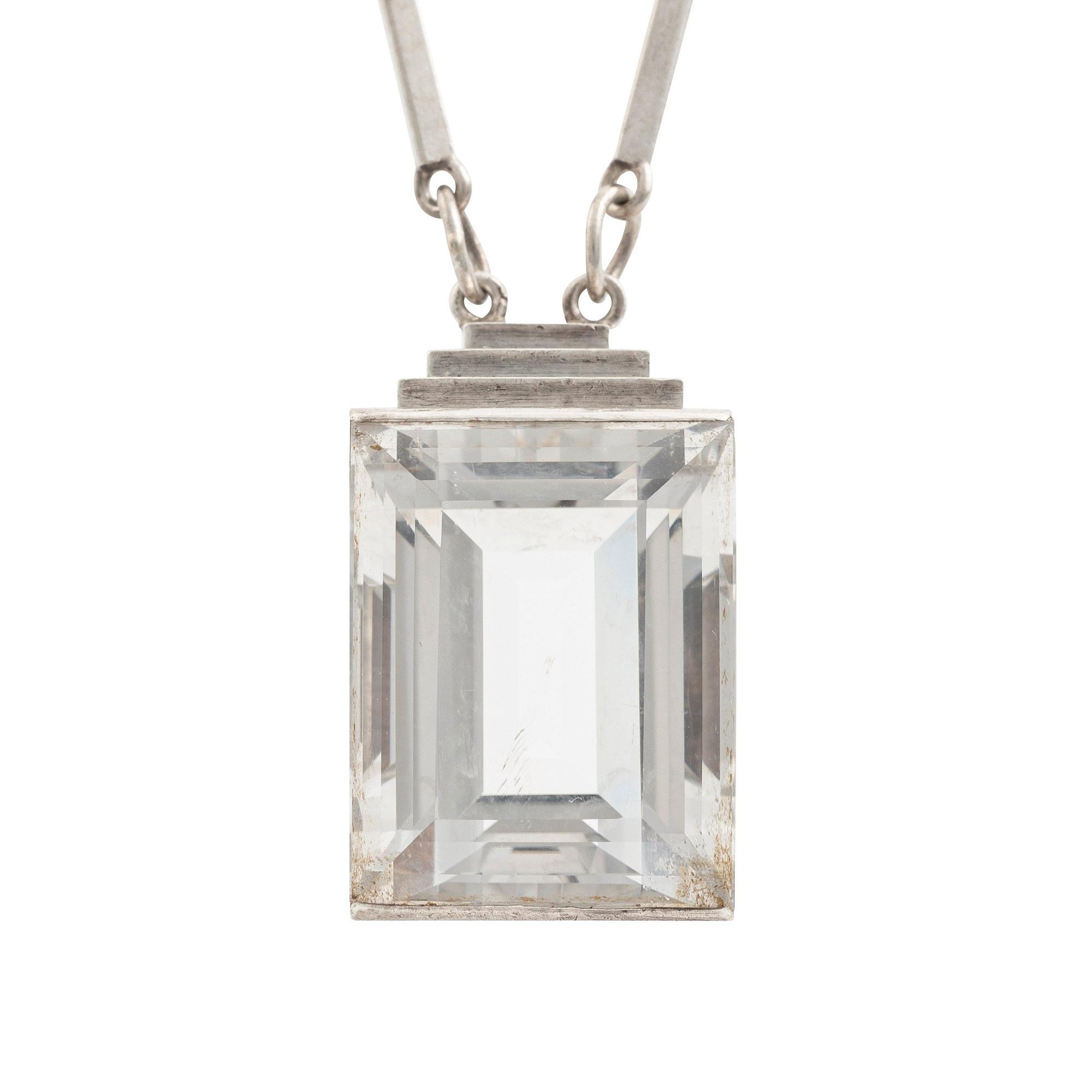 Wiwen Nilsson, a sterling silver necklace with a rock crystal pendant, Lund 1943.