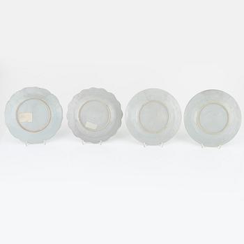 Twelve Famille Rose plates and two small plates, China, Qianlong (1736-95).