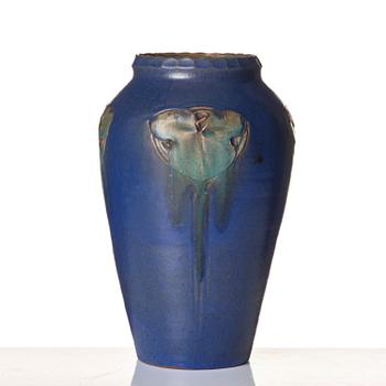 Hilma Persson-Hjelm, a glazed earthenware art nouveau vase, executed in her studio, Arvika 1918. No 6124.