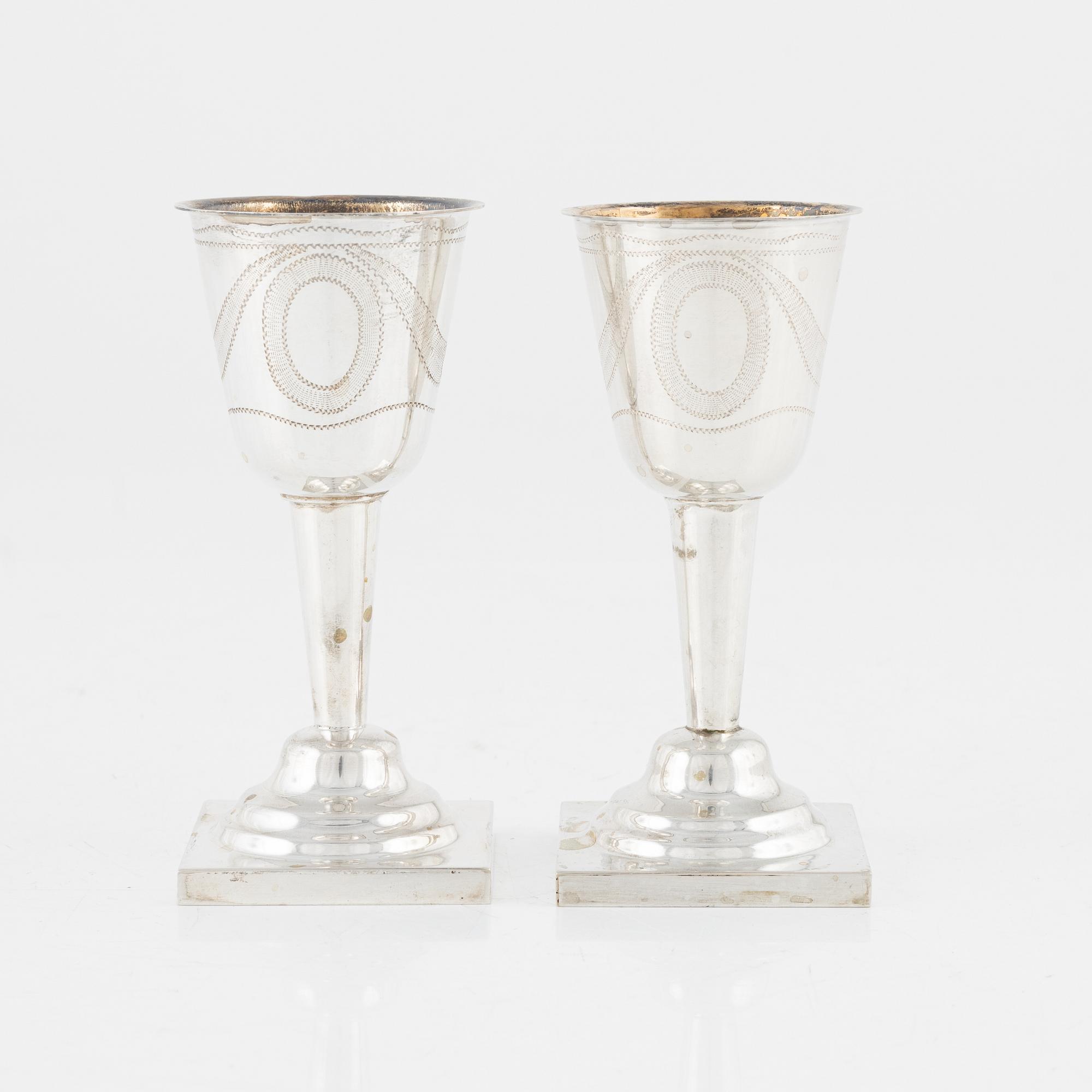 Vinkalkar, 12 st, silver, Svedboms Guldsmeds Ab Hov, Vetlanda, 1963.