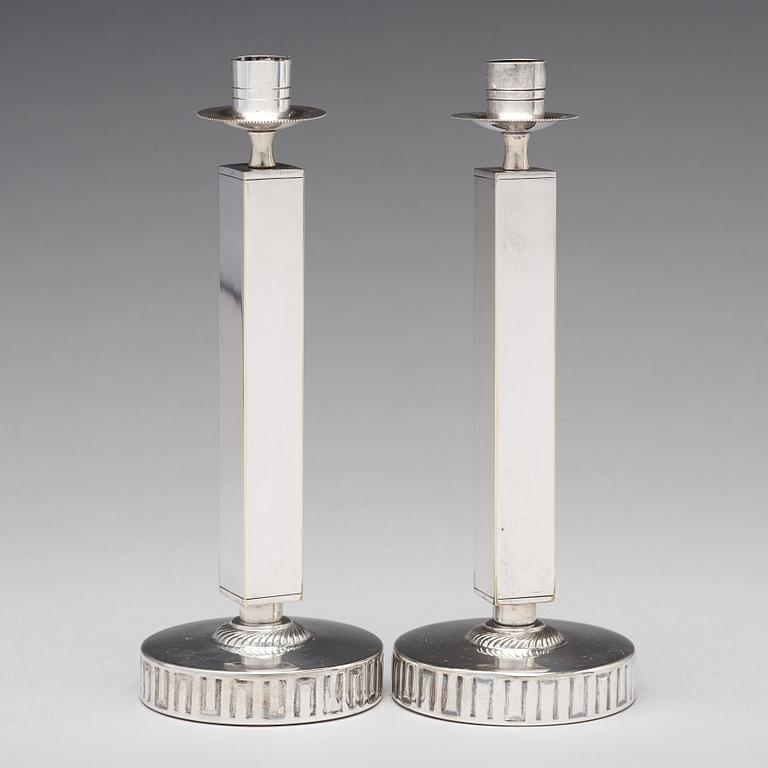 KARL WOJTECH, a pair of Swedish Grace candlesticks, 1920's-30's.