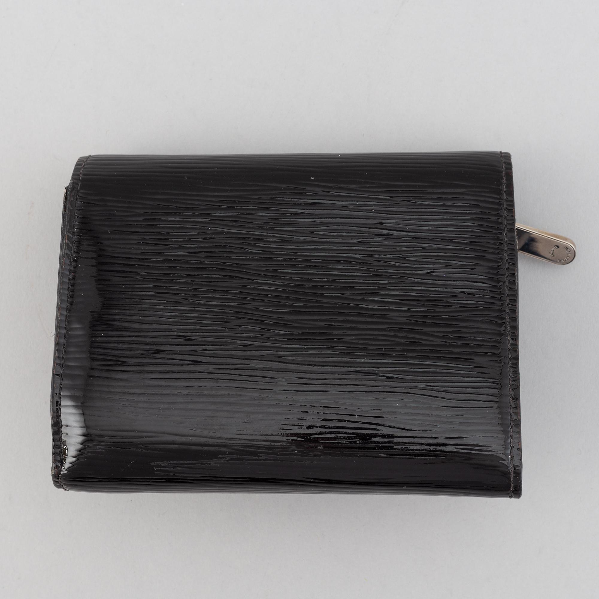 Louis Vuitton, a patent epi wallet.