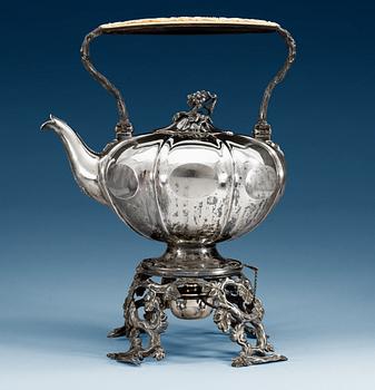 808. A SWEDISH SILVER WATER-HEATER/-POT, Makers mark of Christian Hammer, Stockholm 1851.