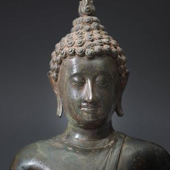 A seated bronze Buddha, Thailand, presumably Lanna, 15th/16th Century.