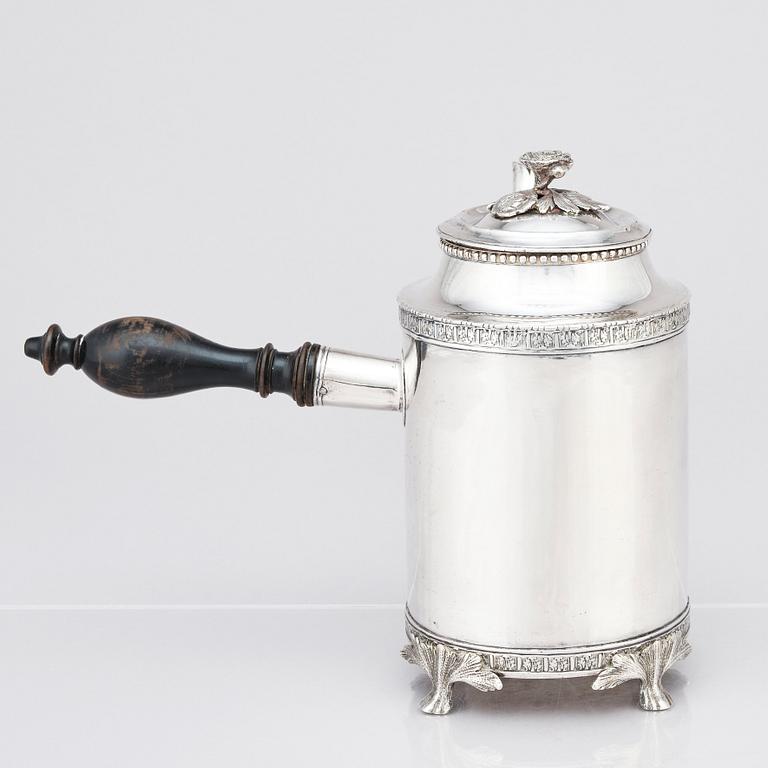 A Swedish Gustavian 18th century silver coffee-pot, mark of Petter Eneroth, Stockholm 1792.