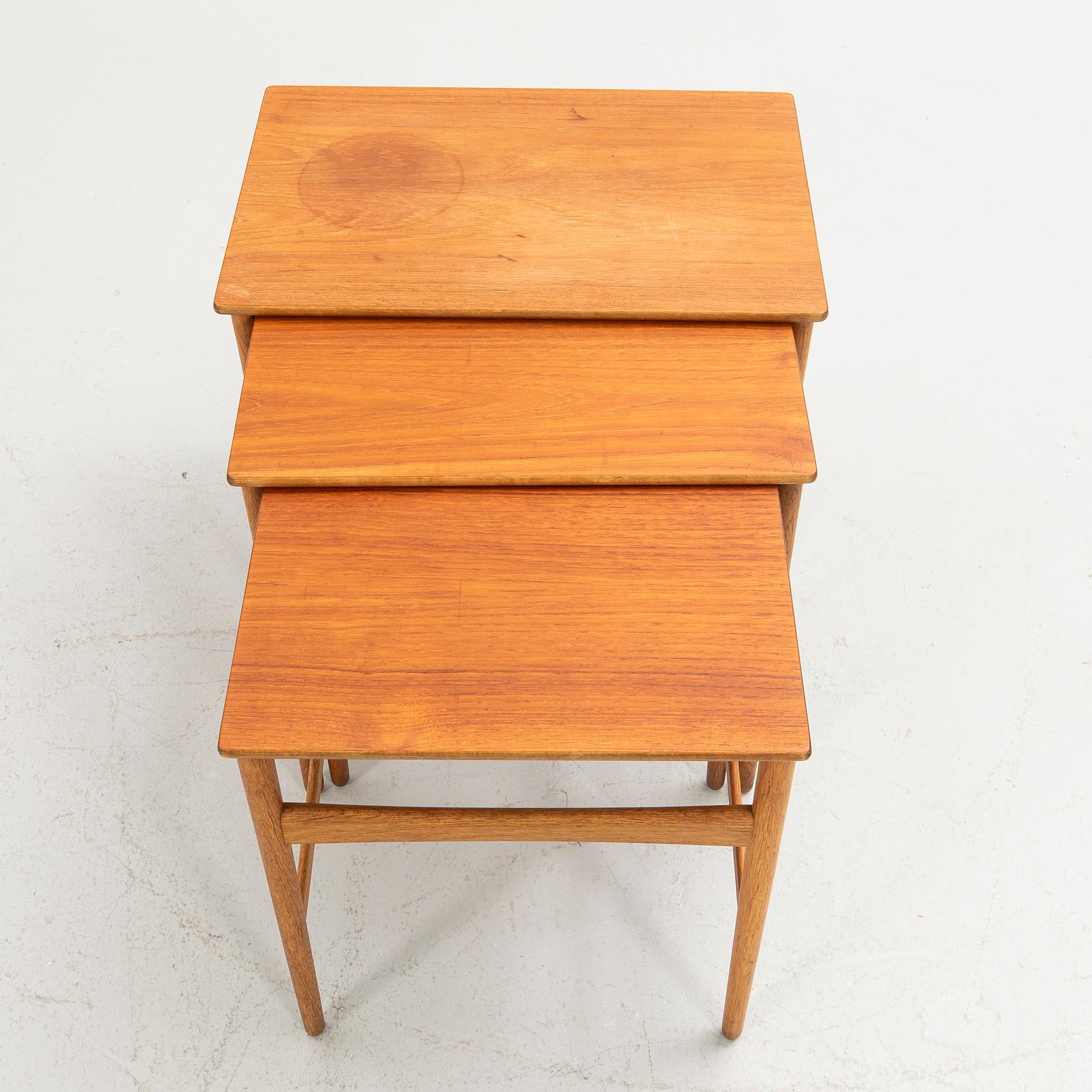 Hans J. Wegner, set of tables, 3 pieces, Andreas Tuck, Denmark, 1960s.