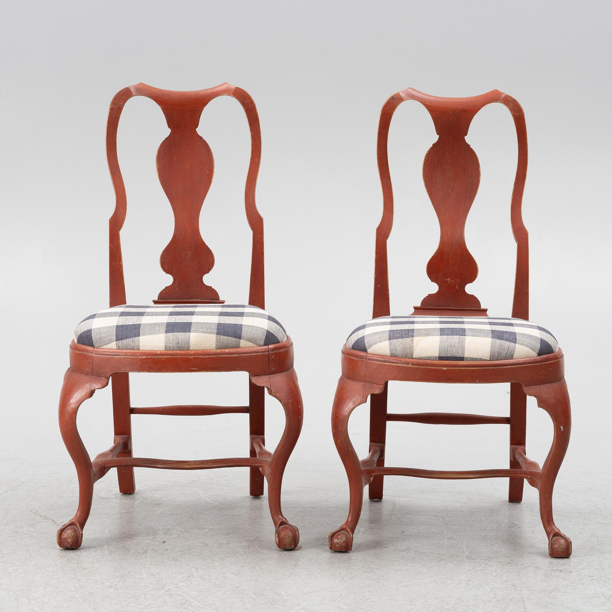 Stolar,ett par, 1700-talets mitt, Senbarock / tidig Rokoko.