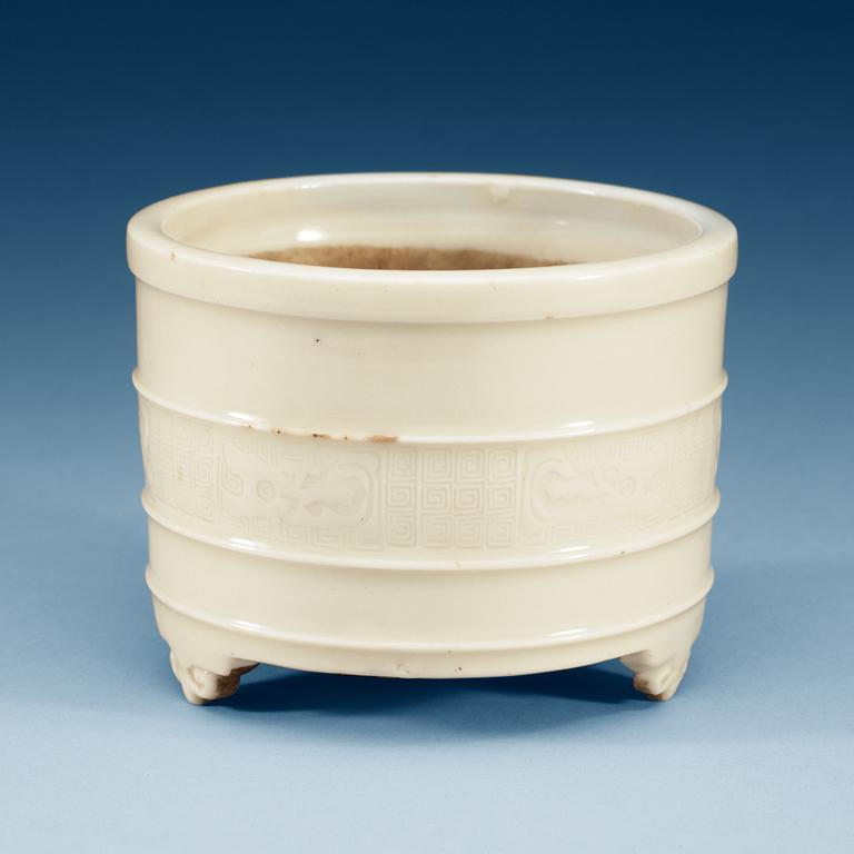 RÖKELSEKAR, blanc de chine. Qing dynastin, Kangxi (1662-1722).