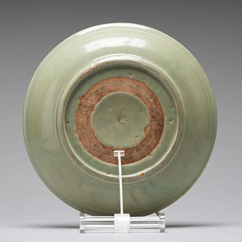 A celadon glazed dish, Ming dynasty (1368-1644).