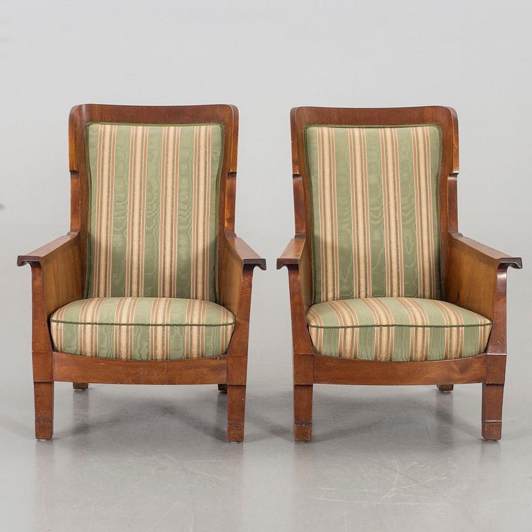 A PAIR OF EASY CHAIRS 1920'S.