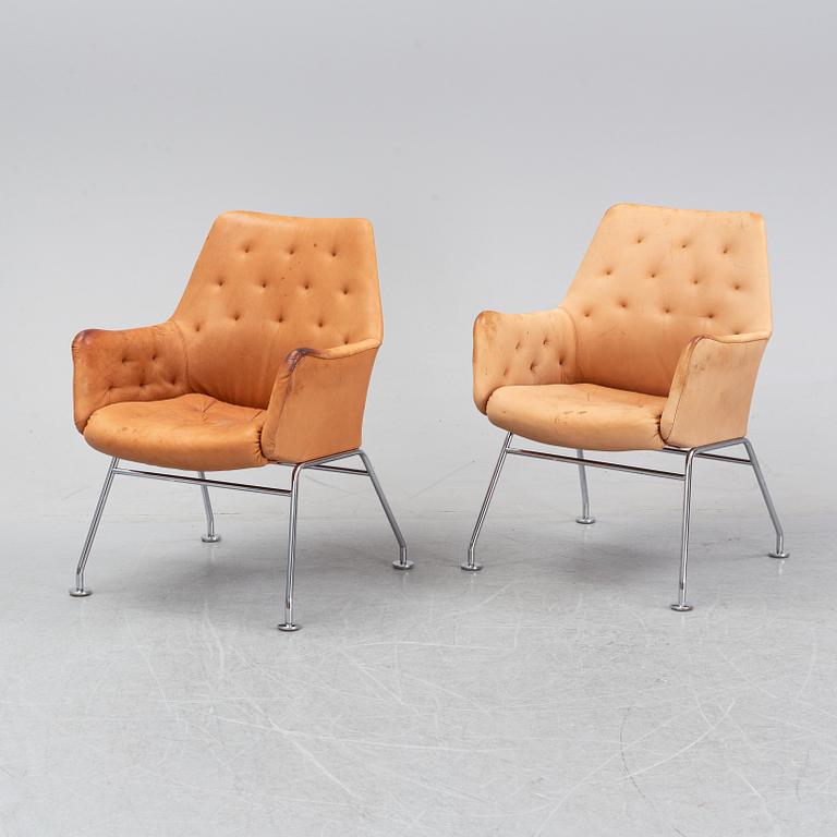 Six leather armchairs, 'Mirja', by Bruno Mathsson for Dux.