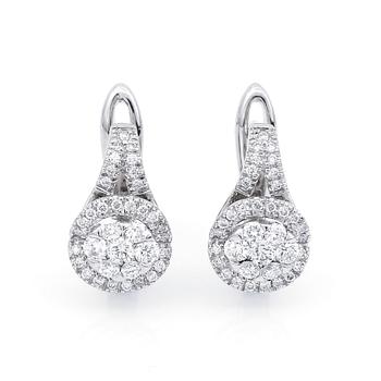 ÖRHÄNGEN, ett par, 14K vitguld med rundslipade och briljantslipade diamanter, tot ca 0,92 ct. Vikt ca 4,18 g.