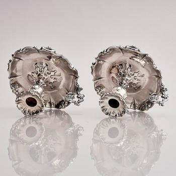 Gustaf Möllenborg, nattljusstakar, ett par, silver, Stockholm 1857.