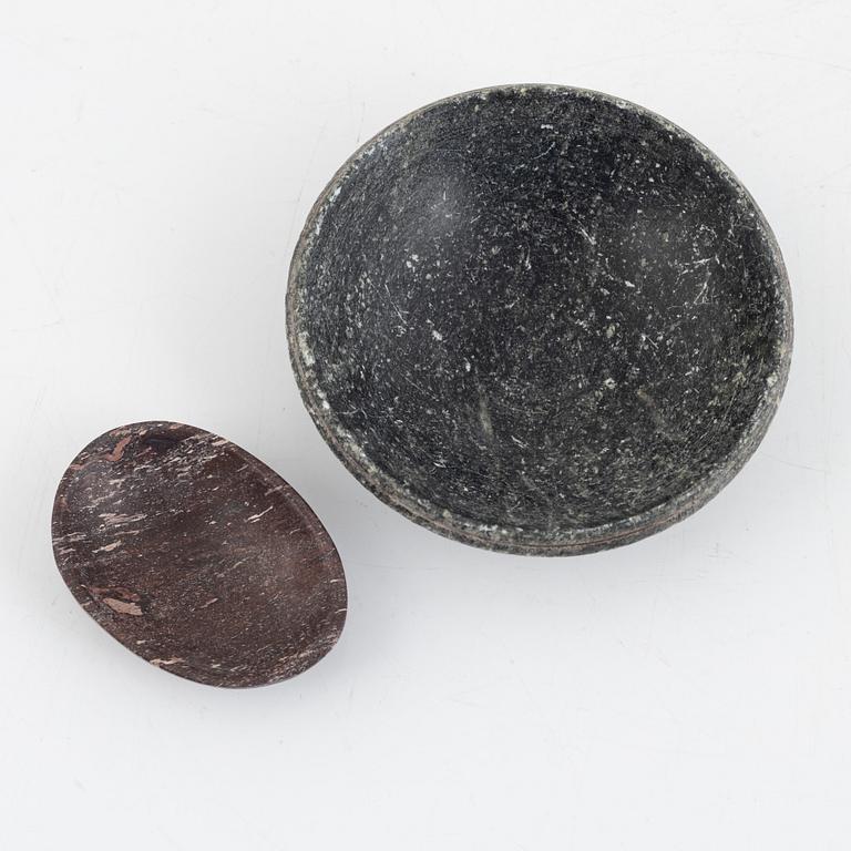 A pair of 'Kolmård' marble salts, 19th century.