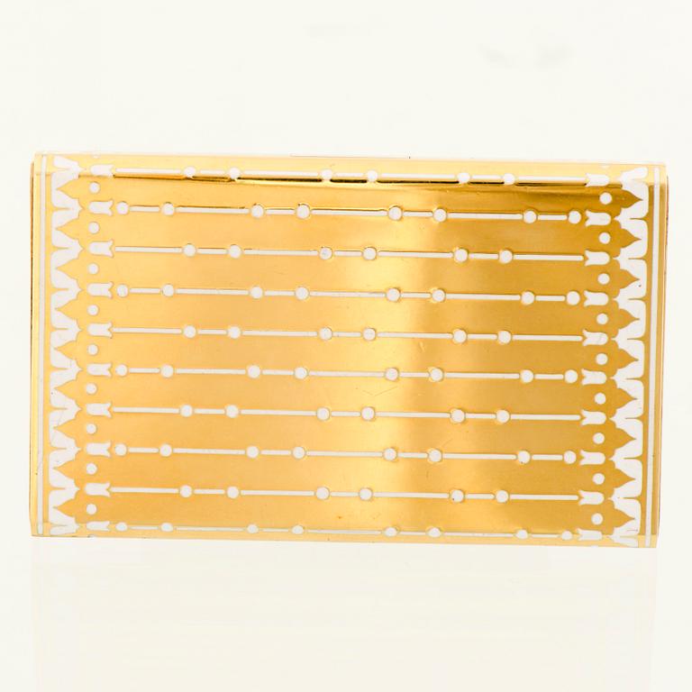 CARTIER ETUI, 18K guld, vit emalj, importstämplar Jacques Cartier, London 1927-33.