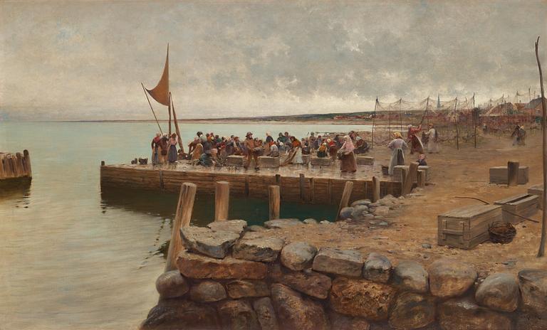 August Hagborg, "Fiskare i Torekovs hamn" (Fishermen in the harbour of Torekov, Sweden).