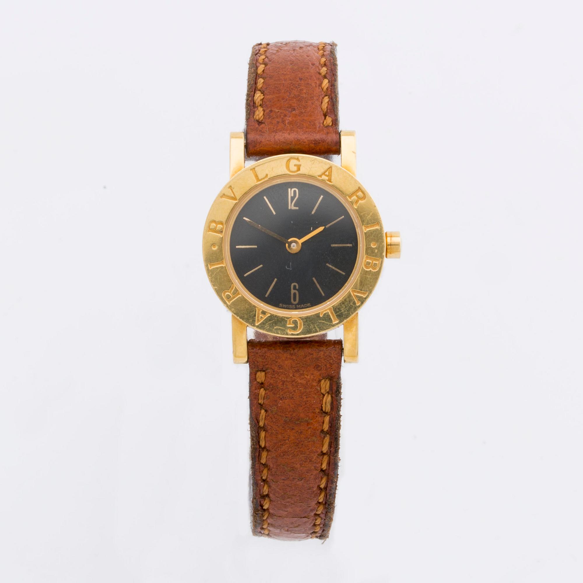 BVLGARI, wristwatch, 18K gold, 23 mm, Ref nr BB 23 GL, black dial, quartz.