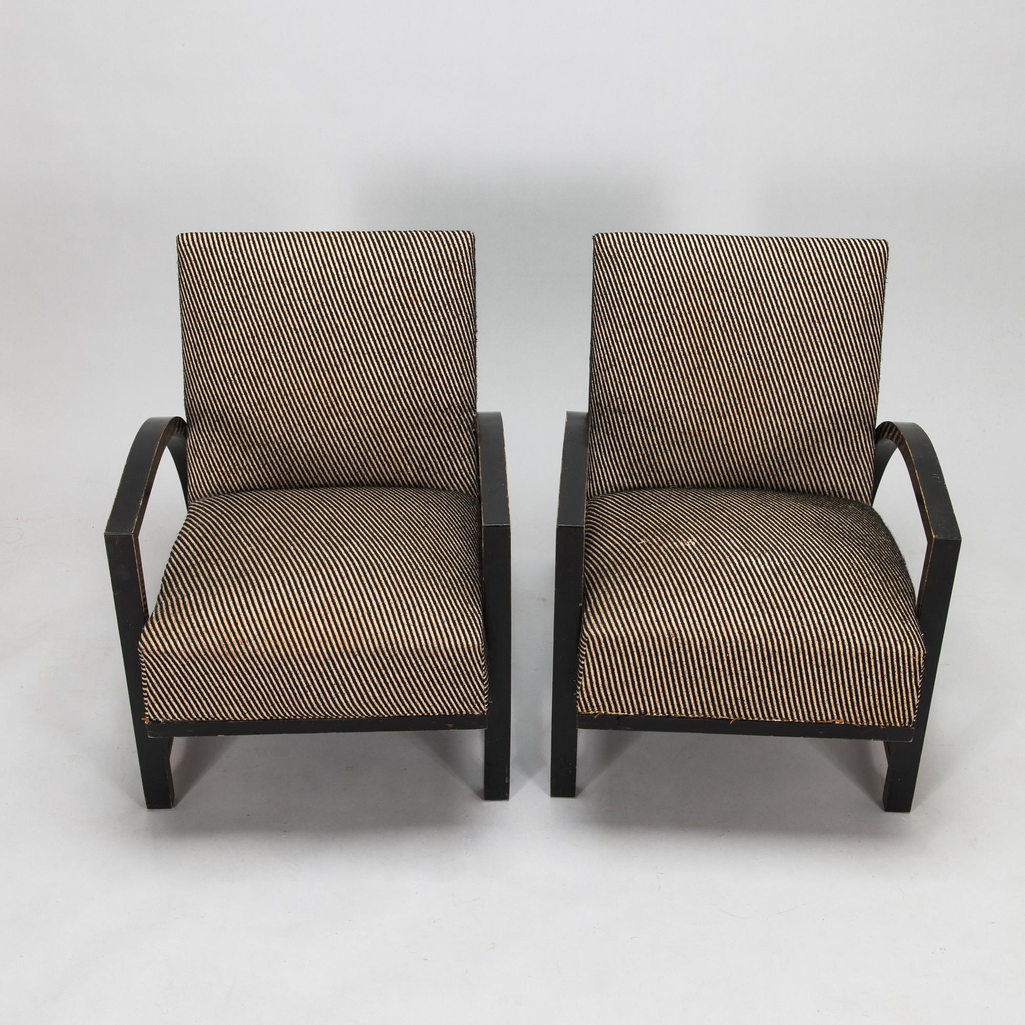 Maija Heikinheimo, a pair of 1930's 'Helvi' armchairs for Asko Finland.