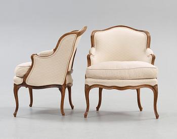 A pair of Louis XV 18th century armchairs.