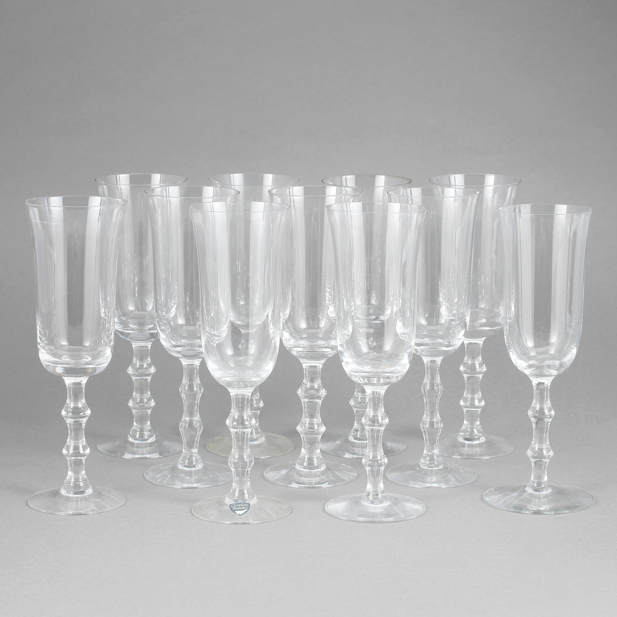 VINGLAS, 11 st, "Salut", Simon Gate, Orrefors, 1900-tal.