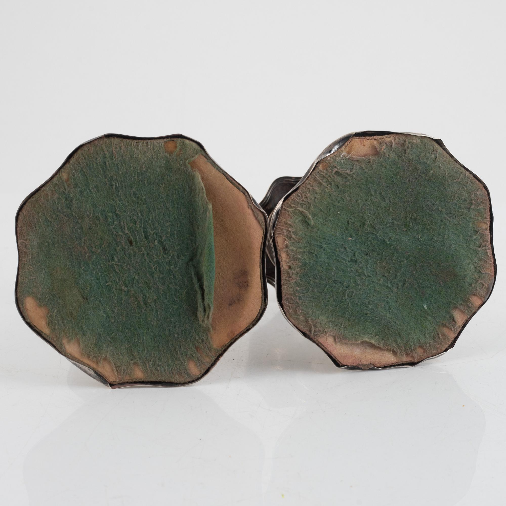 Candlesticks, a pair, silver, CG Hallberg, Stockholm, 1938.