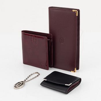 Cartier, plånböcker 3 st samt nyckelring.