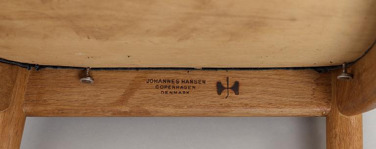 A set of six Hans J Wegner oak 'The Chair', Johannes Hansen, Denmark.