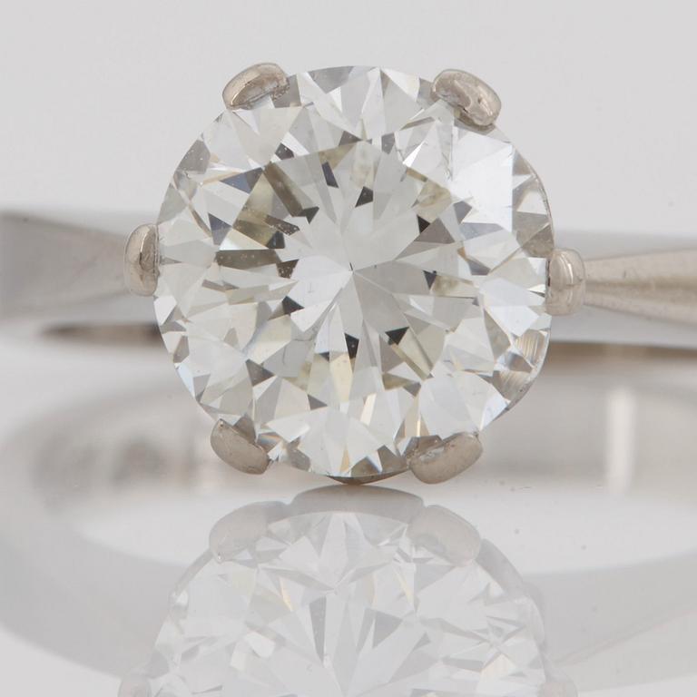 A brilliant cut diamond ring.