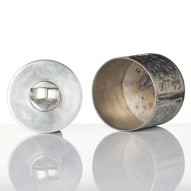 Estrid Ericson, & Firma Svenskt Tenn, a lidded pewter jar, Stockholm, 1975.
