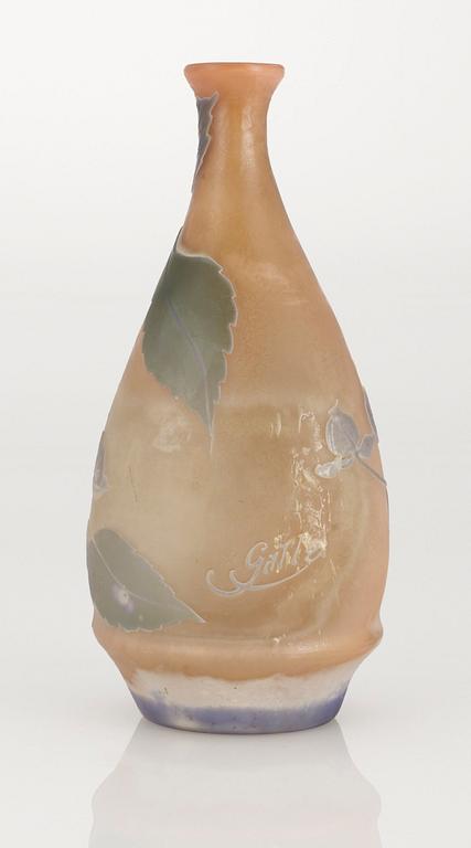 An art nouveau Emile Gallé cameo glass vase, Nancy, France.