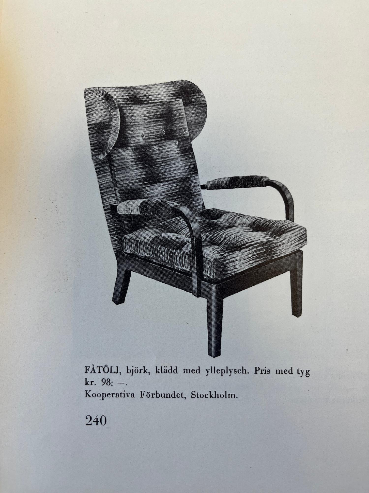 Kooperativa Förbundets Arkitektkontor, a pair of armchairs, executed by Gemla, Diö, 1930s.