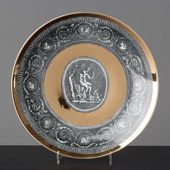 Piero Fornasetti, a set of six "Cammei" porcelain plates, Milano, Italy.