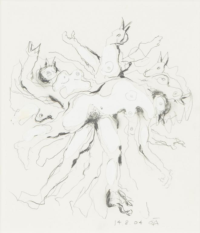 Olle Ängkvist, gouache and pencil on paper, signed 14.8 -04.
