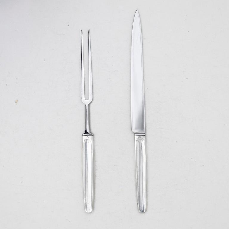 Tias Eckhoff, a pair of sterling silver carving utensils, 'Cypress', Georg Jensen, Denmark.
