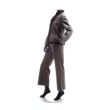 GIORGIO ARMANI, a grey corduroy two-piece suit consisting of jacket and pants.
