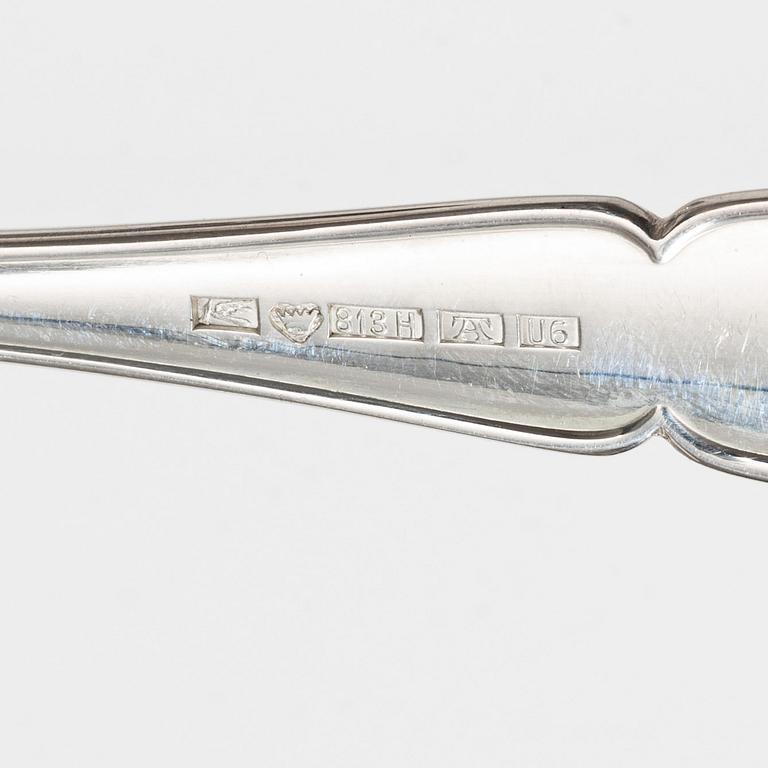 Bordsskedar, 12 st, silver, modell Viktoria, Suomen Kultaseppä Oy, Åbo, Finland 1949.