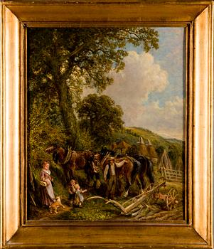 EDWIN L. MEADOWS (act. 1854-1905), öljy kankaalle, liimattu levylle, signeerattu ja päivätty 1892.