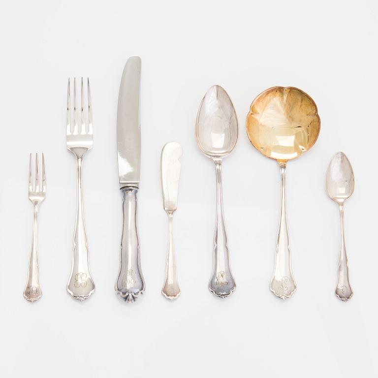 A 42-piece set of 'Chippendale' silver cutlery, Turku and Hämeenlinna 1953-76.