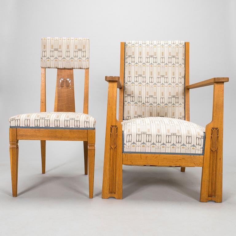 Louis Sparre, 8-piece furniture set for Aktiebolaget Iris, Porvoo 1904.