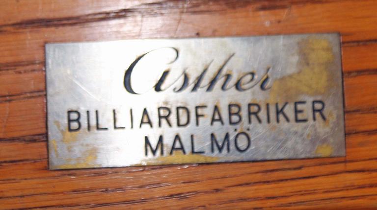 BILJARDBORD, "Asther billiardfabriken Malmö".