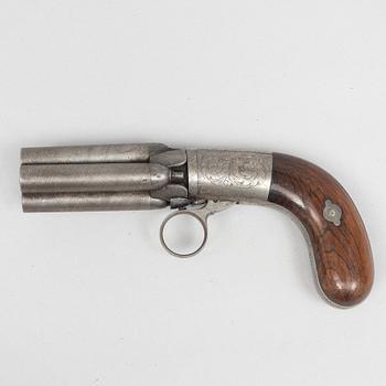 Percussion revolver, Belgian, Mariette's patent, mid-19th century.