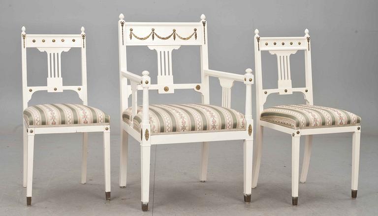 SALONGSGRUPP, 6 delar, gustaviansk stil, 1900-tal.