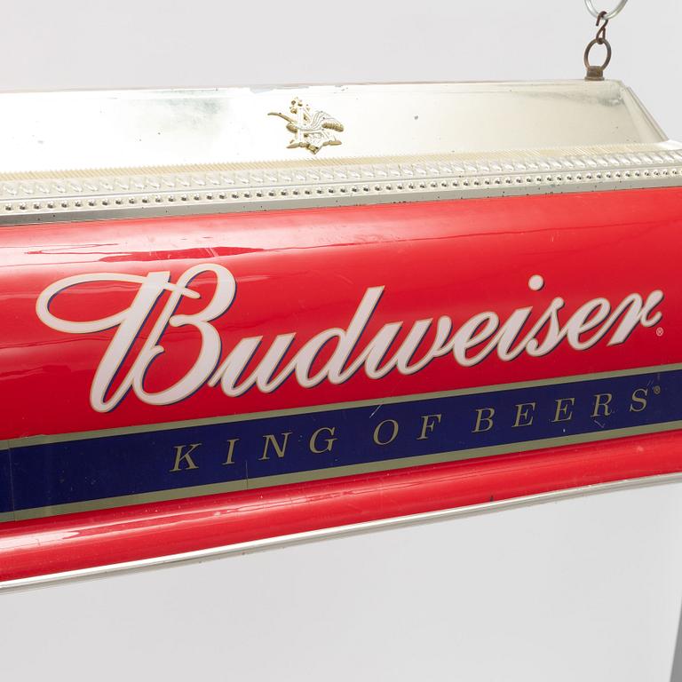 Taklampa, märkt Budweiser, 1900-talets slut.