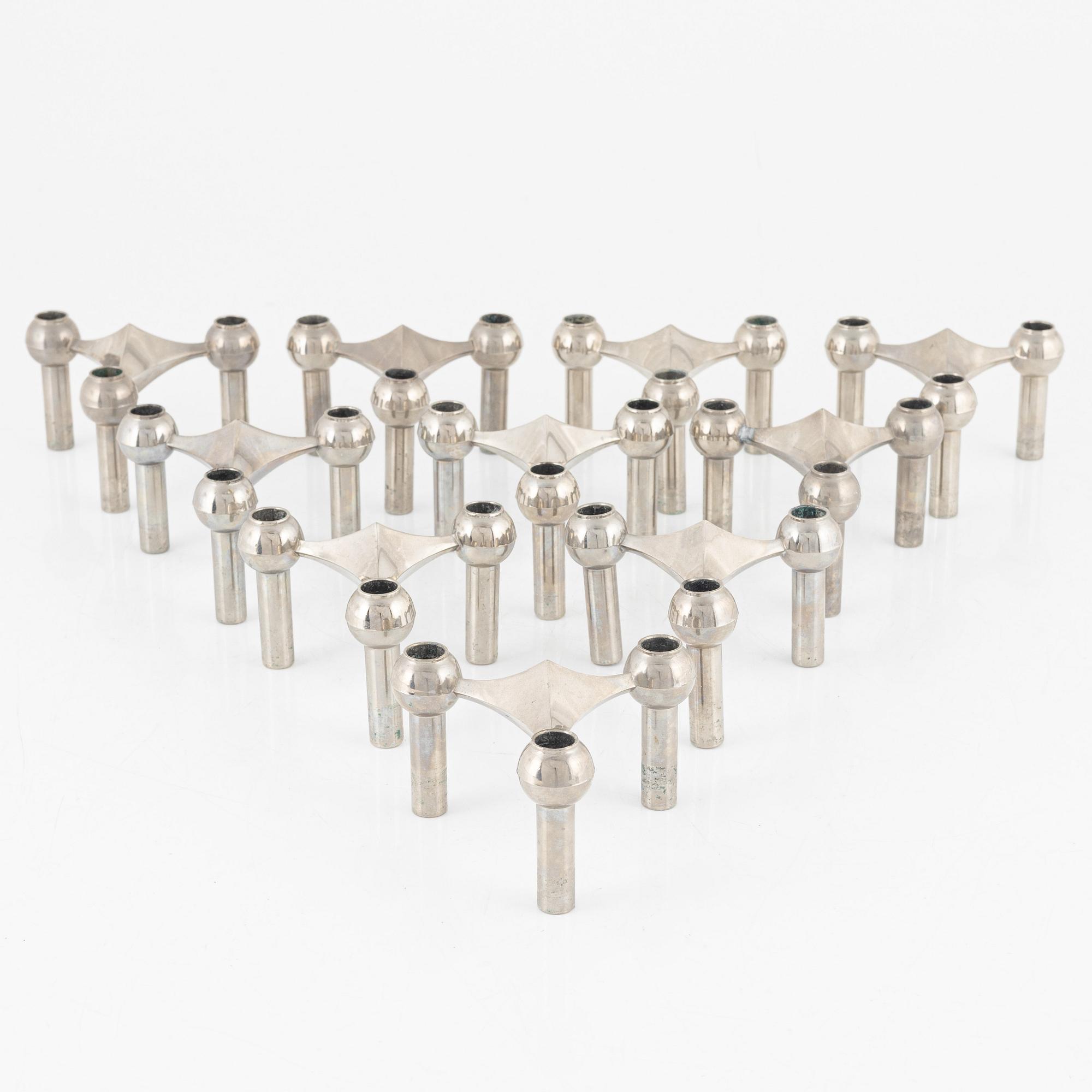 Caesar Stoffic & Fritz Nagel, ljusstakar, 10 st, vitmetall, 1900-talets andra hälft.