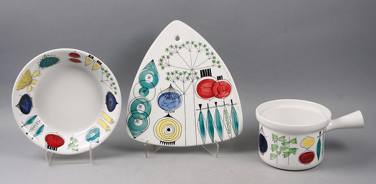 PARTI PORSLIN, 3 delar, "Picknick" Marianne Westman, Rörstrand.