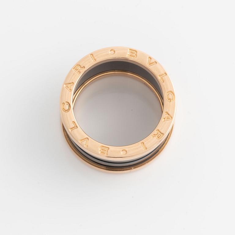 Bulgari, ring, "B.zero1", 18K rose gold and black ceramic.