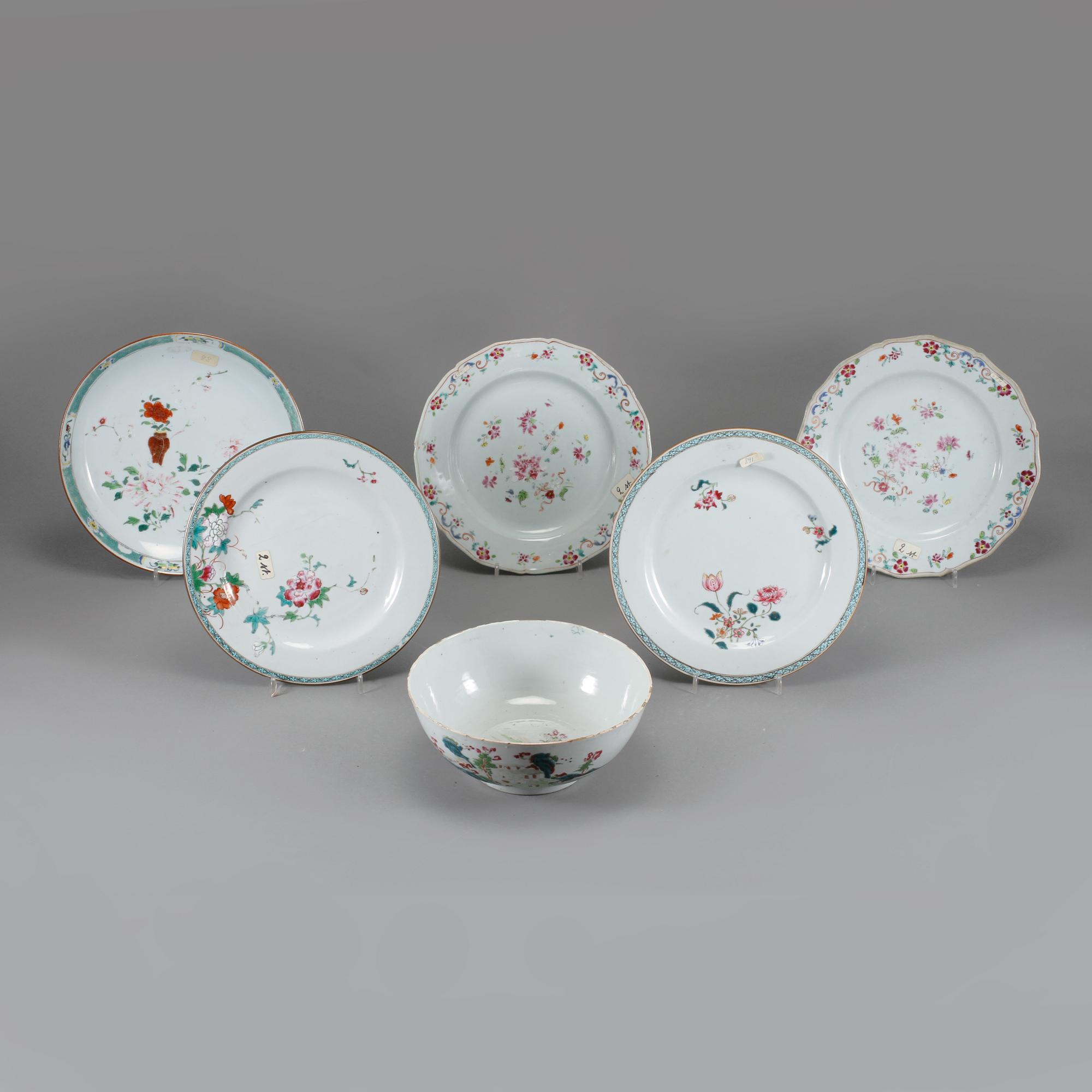 PARTI PORSLIN, 6 delar, Kina, 1700-tal.