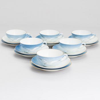 A Danish Bing & Gröndahl, 13 pieces "Blue Seagull" tea-service.