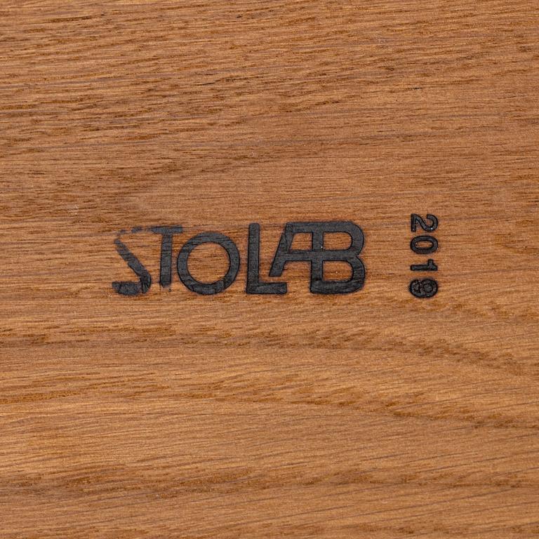 A set of five stained oak 'Miss Holly' chairs by Jonas Lindvall for Stolab, dated 2019.